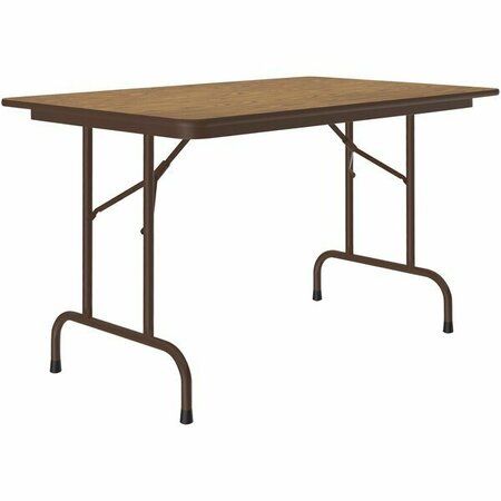 CORRELL 30'' x 48'' Medium Oak Thermal-Fused Laminate Top Folding Table with Brown Frame 384BF3048TFO